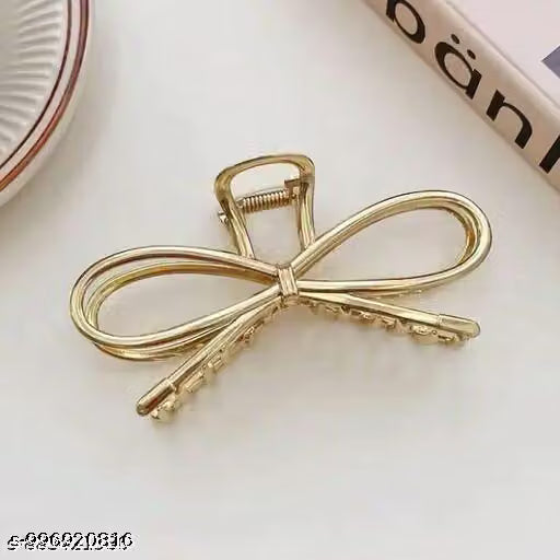 Minimal Gold Bow Metal Hair Claw Clip