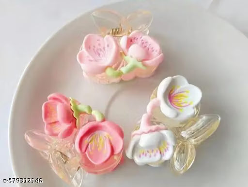 Pink and White Cherry Blossom Mini Flower Hair Clips