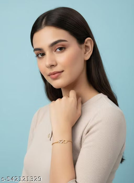 Gold Plated Heart Charm Adjustable Bracelet