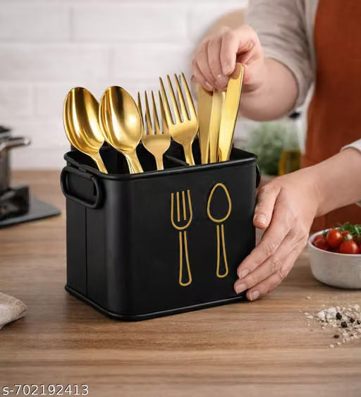 Black Kitchen Spoon and Cutlery Holder