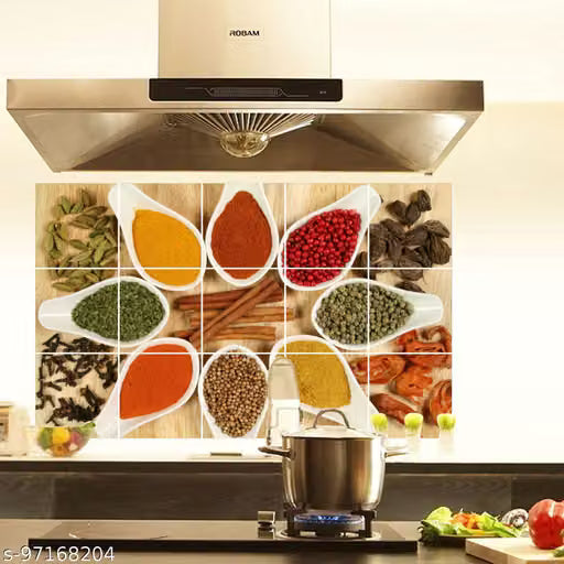Sticker Yard Kitchen Tiles Sticker Oil/Waterproof Self Adhesive Colourful PVC Kitchen Sticker/Wallpaper/Poster Size - 68X46 CM #4