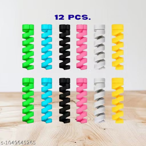 12-Piece Multicolour TPU Spiral Charging Cable Protector Set