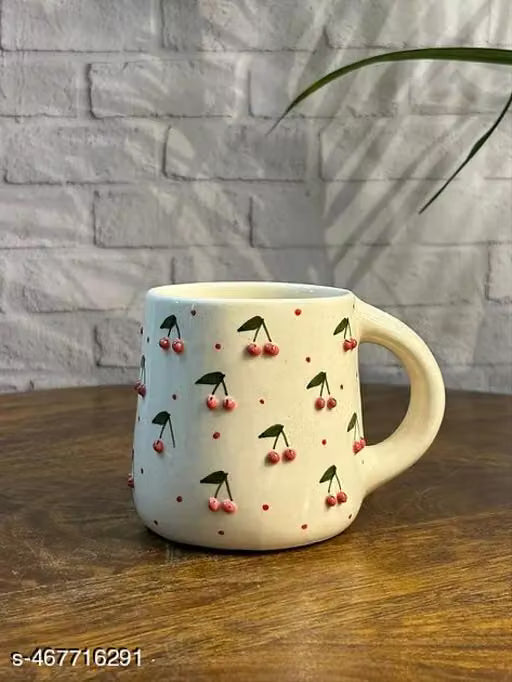 300ml Cherry Print Ceramic Coffee Mug