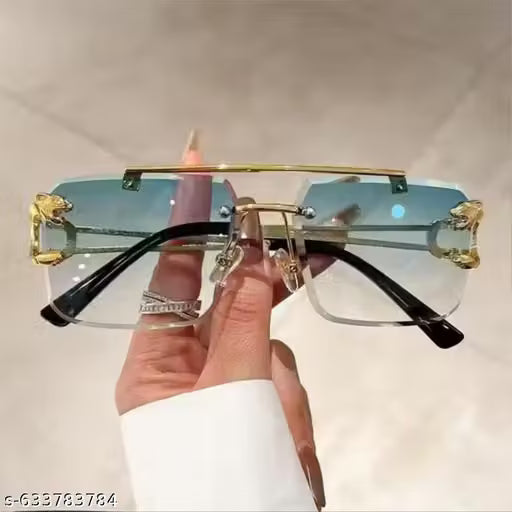 Gold Square Rimless Sunglasses