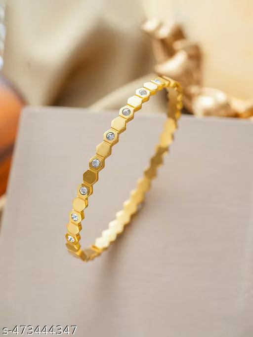 Gold Plated Cubic Zirconia Bangle Style Bracelet