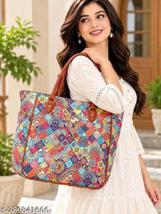 Printed Brown Women's Tote Handbag
