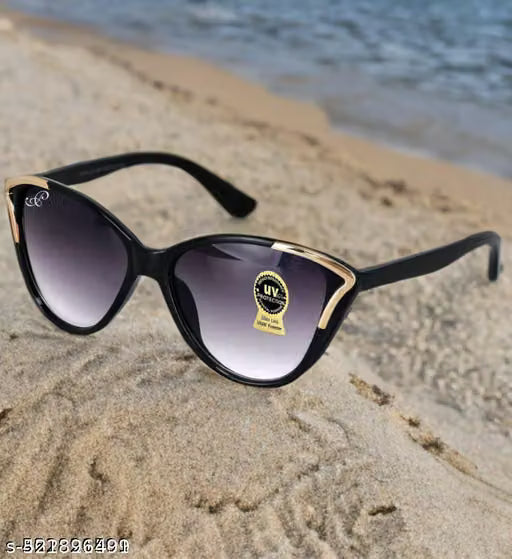 Black Cateye Wrap Frame Sunglasses