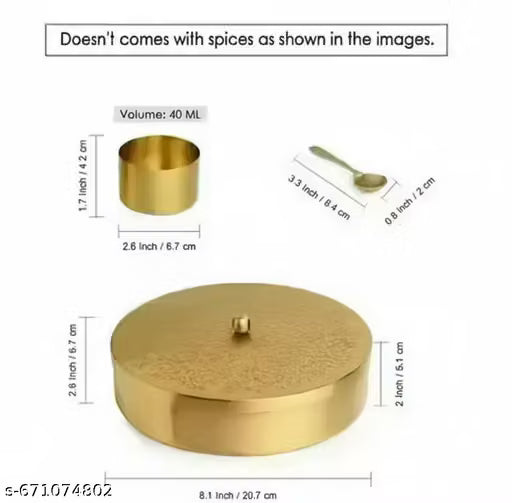 Gold-Finish Spice Box with 7 Detachable 100 ml Containers