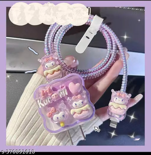 3D Cartoon iPhone Charger Adapter Cover with Cable Protector