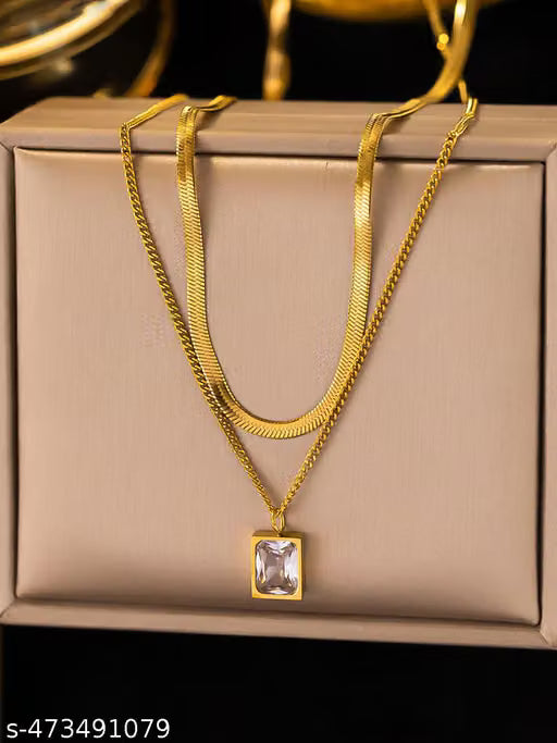 Gold Plated Layered Chain Necklace