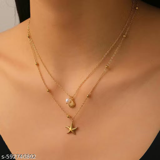 Gold Plated Seashell Charm Necklace