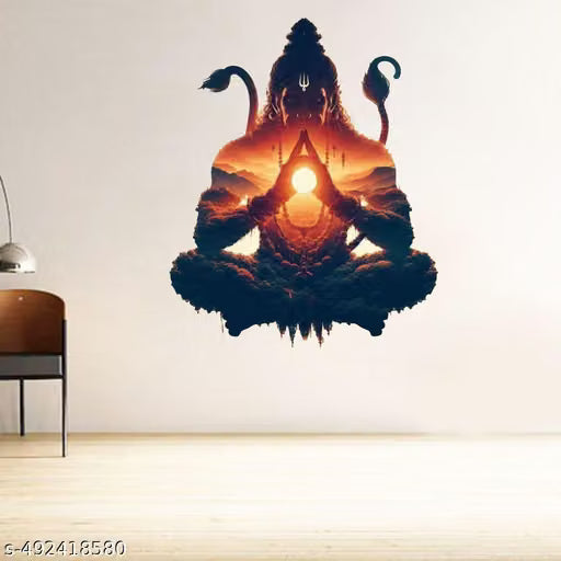 Anabia Fashion hanuman Religious Self Adhesive New Modern Art & Trendy Wall Stickers for Living Room, Bedroom and Home Decoration