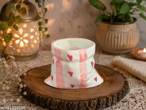 Blush Pink Ceramic Pouch-Style Cup