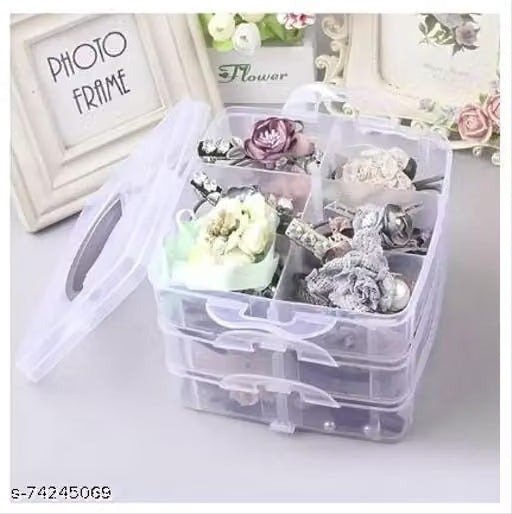 Transparent Three Layer 18 Grid Jewellery Storage Box