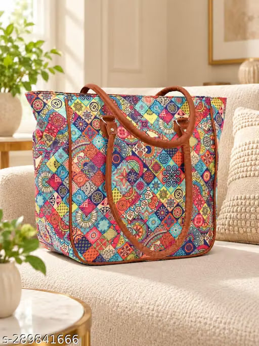 Printed Brown Women's Tote Handbag