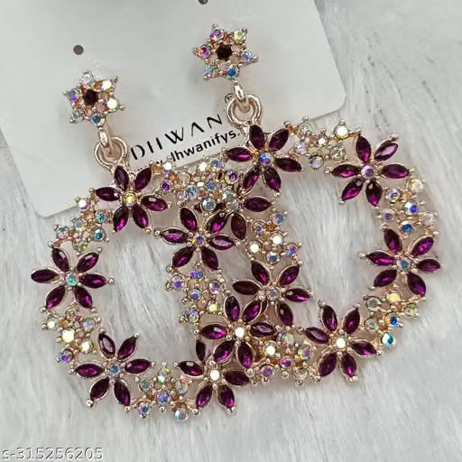 Black Floral Kundan Stone Wedding Jhumka Earrings