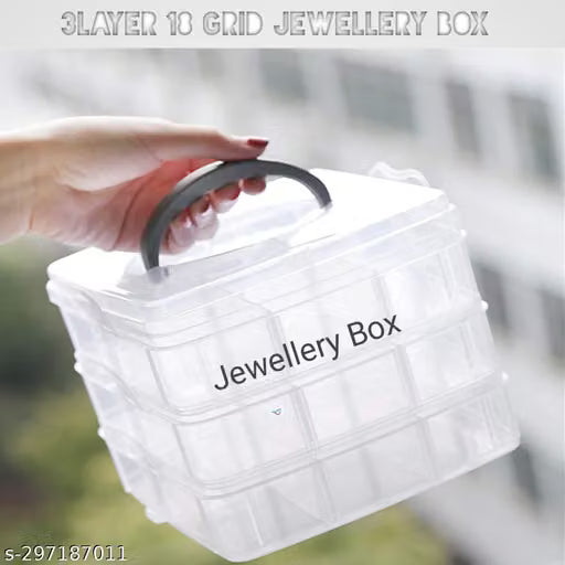 White 18 Grid Plastic Jewellery and Small Item Organiser