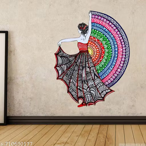 Elegant Dancing Girl Mandala Wall Sticker