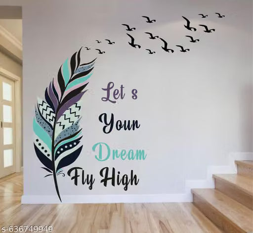 Feather Quote Wall Stickers And Murals Size -91X91 cm