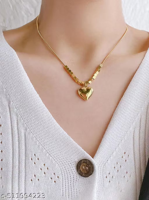Gold Plated Heart Motif Pendant Necklace