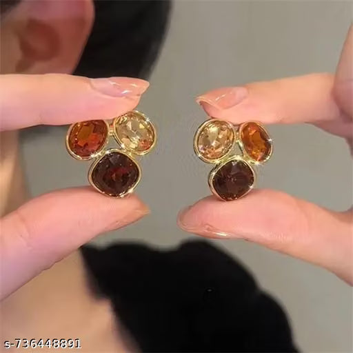 Gold Plated Cubic Crystal Stud Earrings