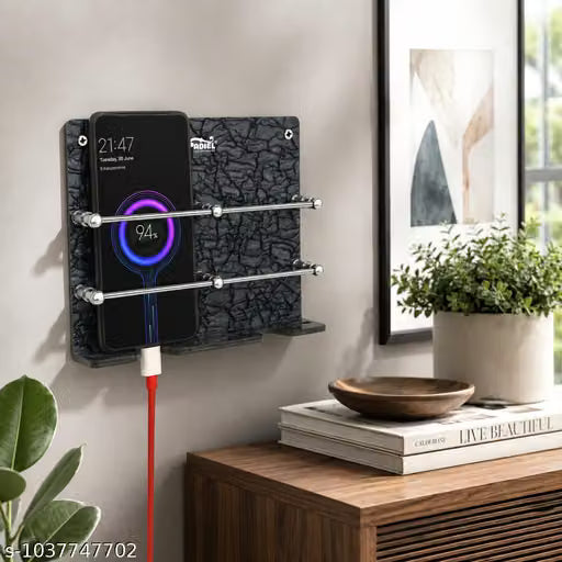 Wall Mounted Acrylic Mobile Charging Holder with Steel Rods