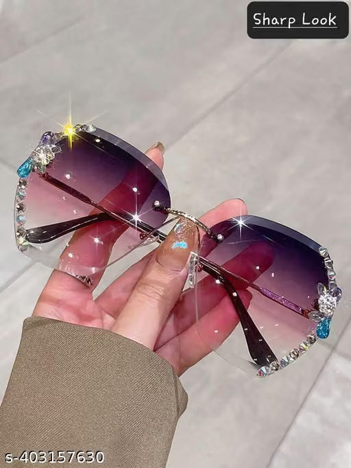 Gold Oversized Diamond Cut Lens Sunglasses