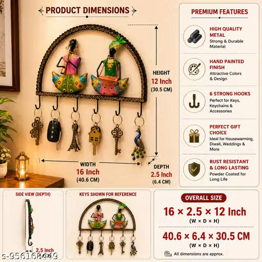 Hand-Painted Rajasthani Musician Iron Key Holder