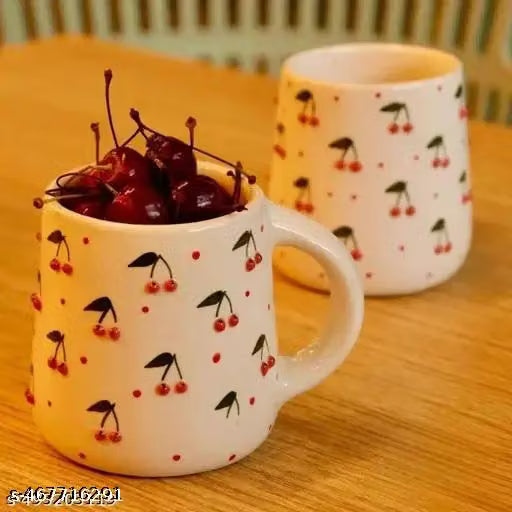 300ml Cherry Print Ceramic Coffee Mug