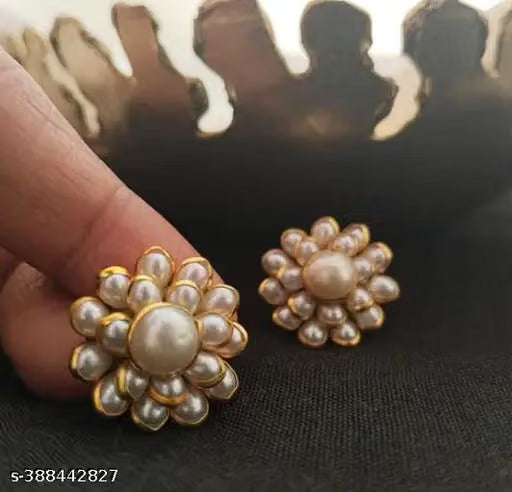 Gold Plated Pearl Stud Earrings