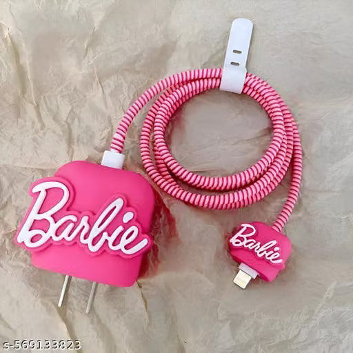 Barbie Pink 3D iPhone Charger Adapter Cover and Cable Guard