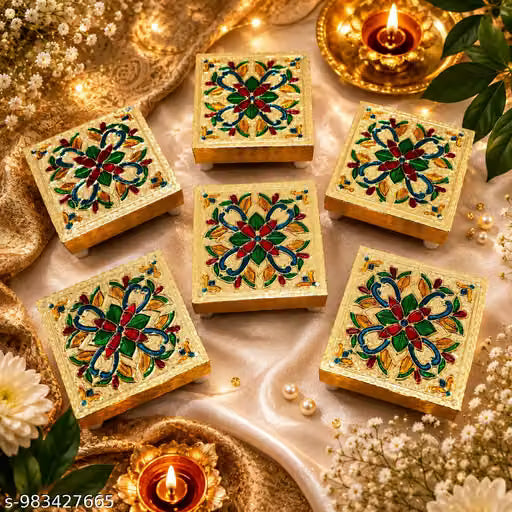 3X3 Inch Decorative Puja Chowki For God Idol Pack