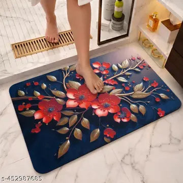 Floral Rangoli Floor Mat 24x24 Inch