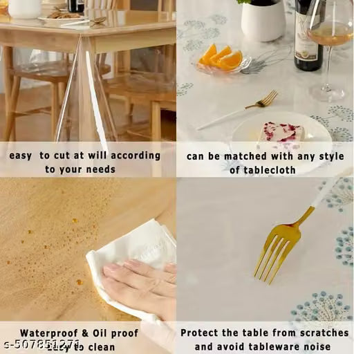 Transparent PVC Dining Table Cover for 6 Seats