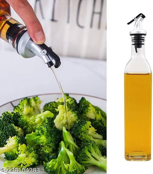 Set of 2 Glass Oil Dispenser Bottles with Silicone Funnel