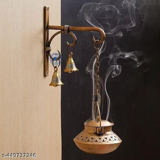 Metal Degchi Style Wall Hanging Incense Burner Loban Dhoop