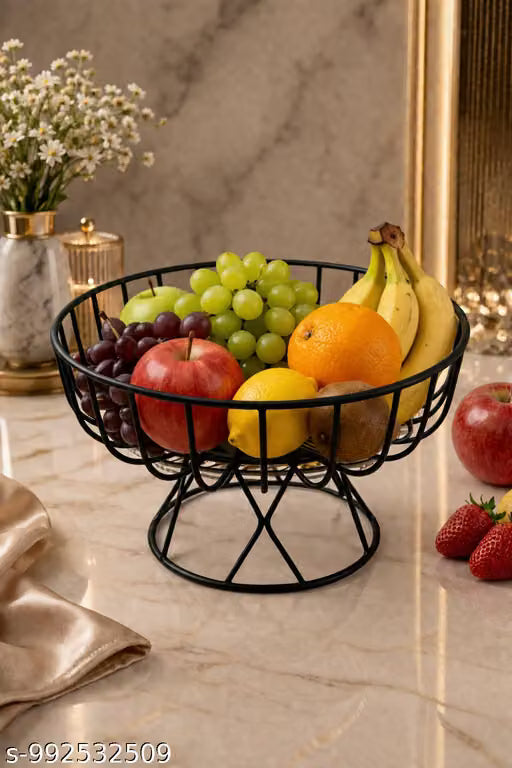Black Fruit Storage Basket for Kitchen Countertop