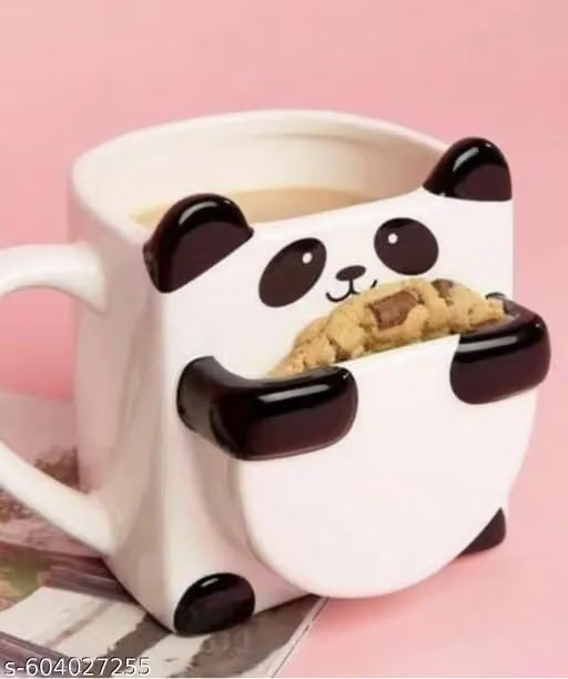 Ceramic Panda Mug with Biscuit Holder
