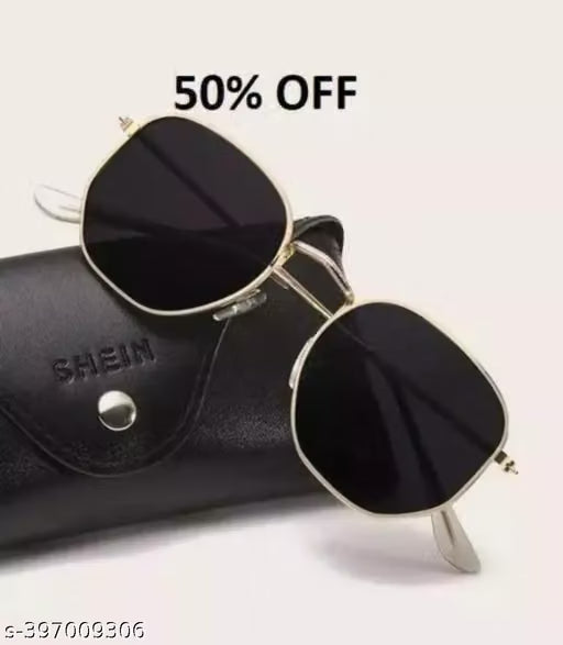 Black Square Metal Frame UV Protection Sunglasses