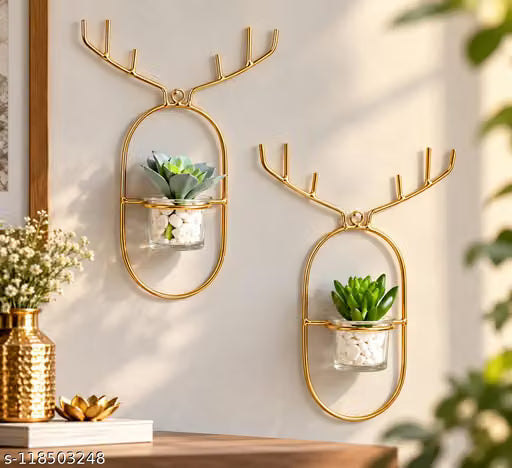 Deer Design Wall-Mounted Iron Vase