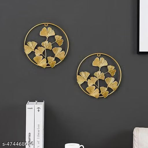 Gold Ginkgo Leaf Metal Wall Art Set of 2