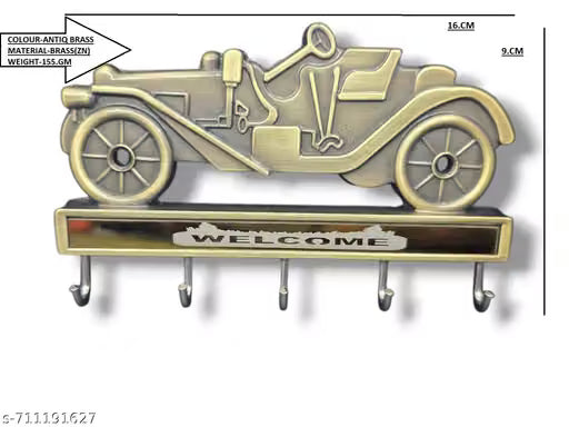 Vintage Car-Shaped Key Holder with 5 Hooks