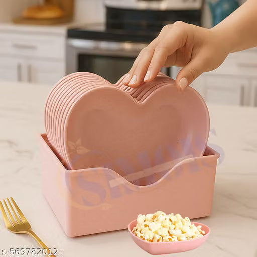 Heart-Shaped Wheat Straw Plates for Snacks and Desserts