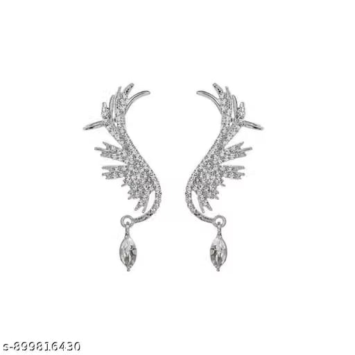 Silver Plated Crystal Ear Cuff Earrings