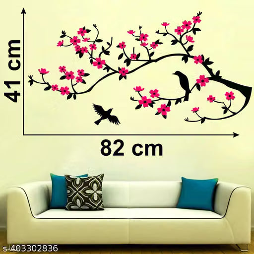 Tree With Leaf and Birds Wall Sticker Size - ( 82*41 ) cm
