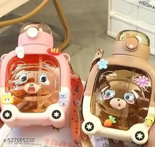 1L Cute Bear-Shaped Water Bottle with Straw