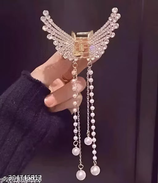 White Butterfly Stone Hair Claw Clip