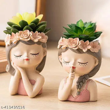 Modern Woman Face Vase Set