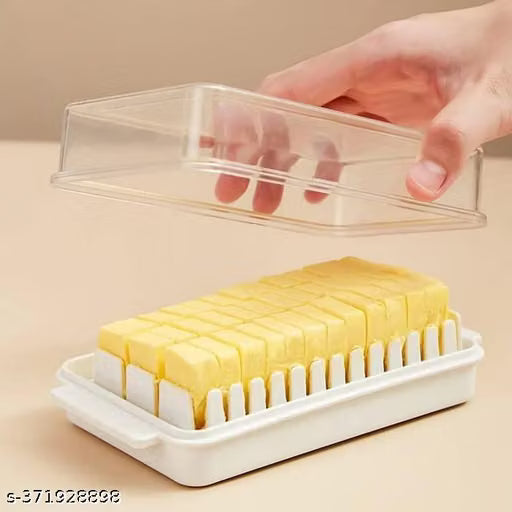 White Plastic Butter Keeper with Cutting Guide