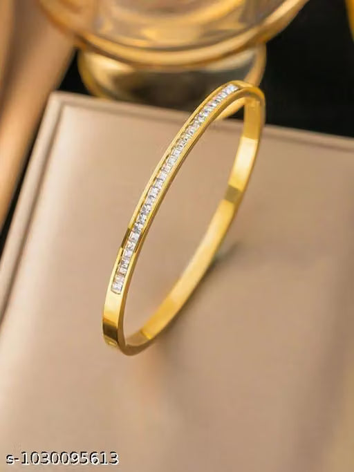 Gold Tone Rhinestone Statement Cuff Bracelet